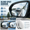 A pair of dual adjustable wide angle blind spot mirrors for vehicles shown alongside the mirror product.