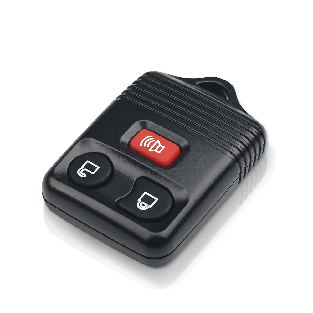 A black universal remote car key transmitter device with a red signal indicator.