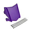 Purple motorcycle number plate cover for electric bikes with mounting rods.