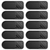 Black sliding privacy camera cover for phones, tablets, and laptops with a textured finish