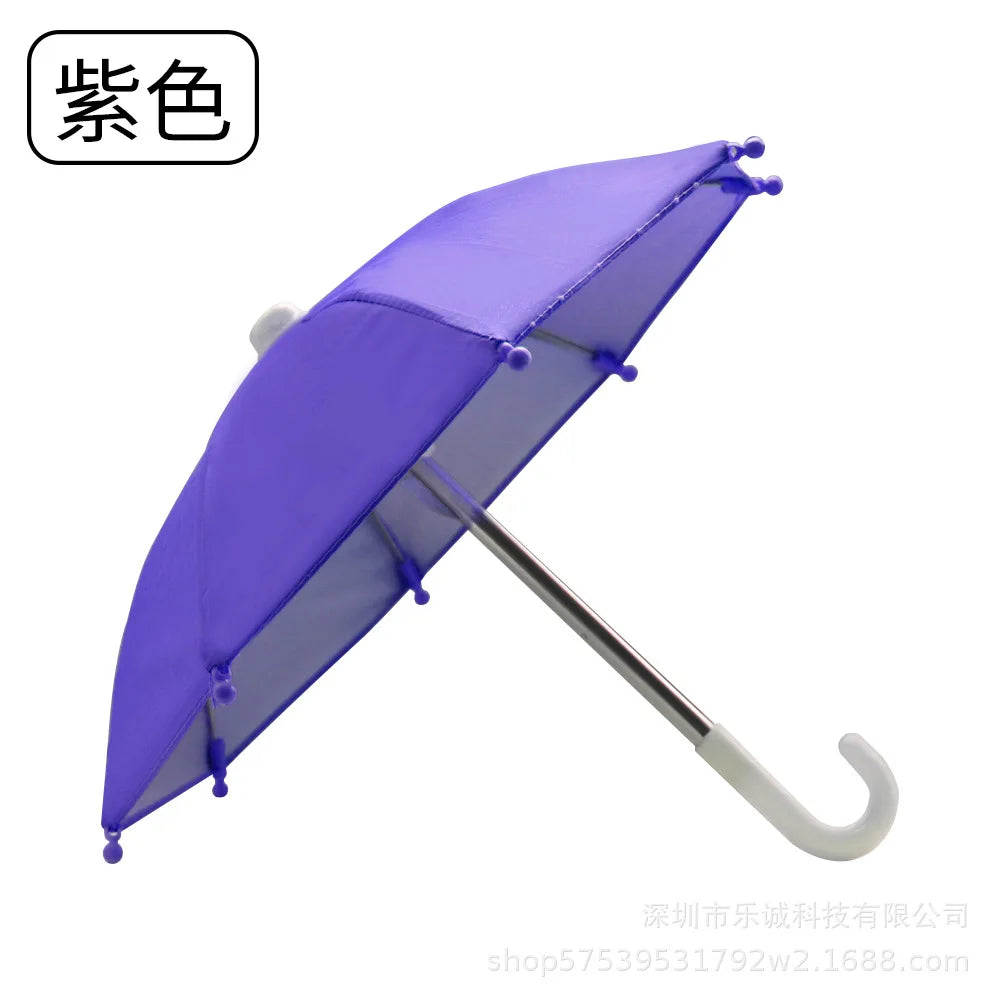 Purple mini motorcycle sunshade umbrella with a silver handle