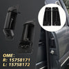 Black exterior door handles for Chevrolet or GMC Silverado, shown in detail and installed on a vehicle door.