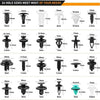 Collection de fixations métalliques de différentes tailles, vis et clips, pour réparations automobiles et domestiques.