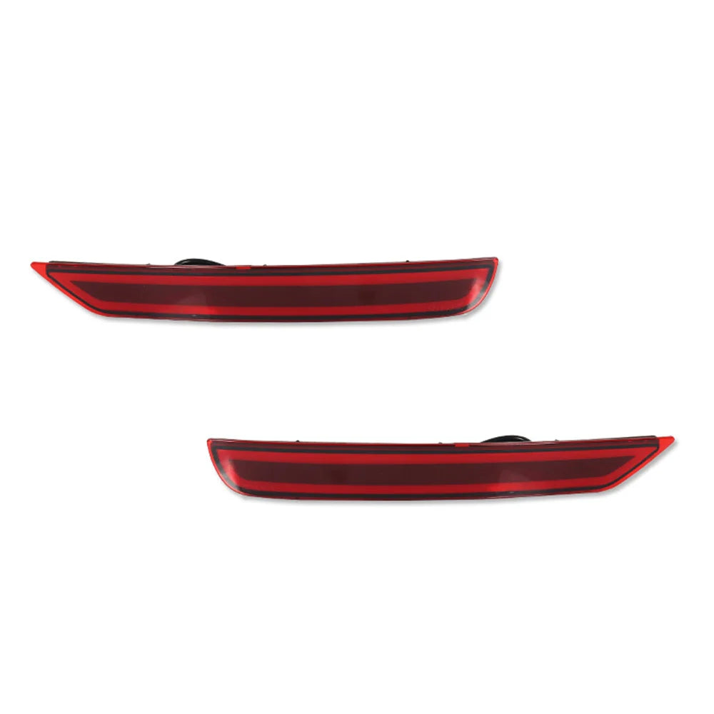 A close-up view of a red LED rear bumper reflector light assembly.