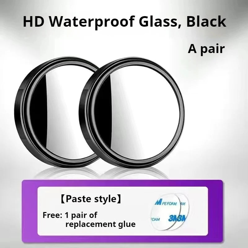 A pair of black HD waterproof glass rearview mirrors for blind spot