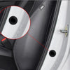Close-up view of a car door showing anti-shock silicone pads used for soundproofing and vibration dampening.
