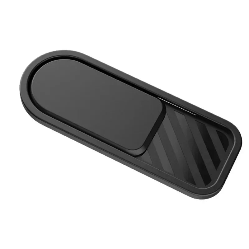 Black sliding privacy camera cover designed for phones, tablets, and laptops