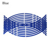 Blue reflective wheel rim strips designed for motorcycles and cars