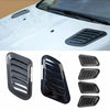 Black decorative air intake vents for a car hood