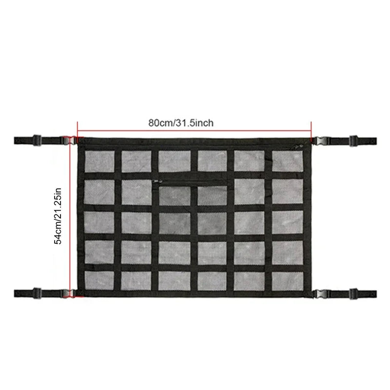 A rectangular black heavy-duty cargo net stretched over a frame, designed for securing items in an SUV or truck.