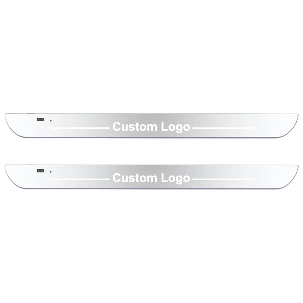 Two horizontal LED light strips for projector door sill lights with motion activation.
