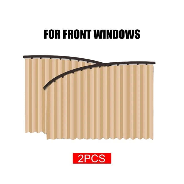 Two ribbed sun shades designed for front windows.
