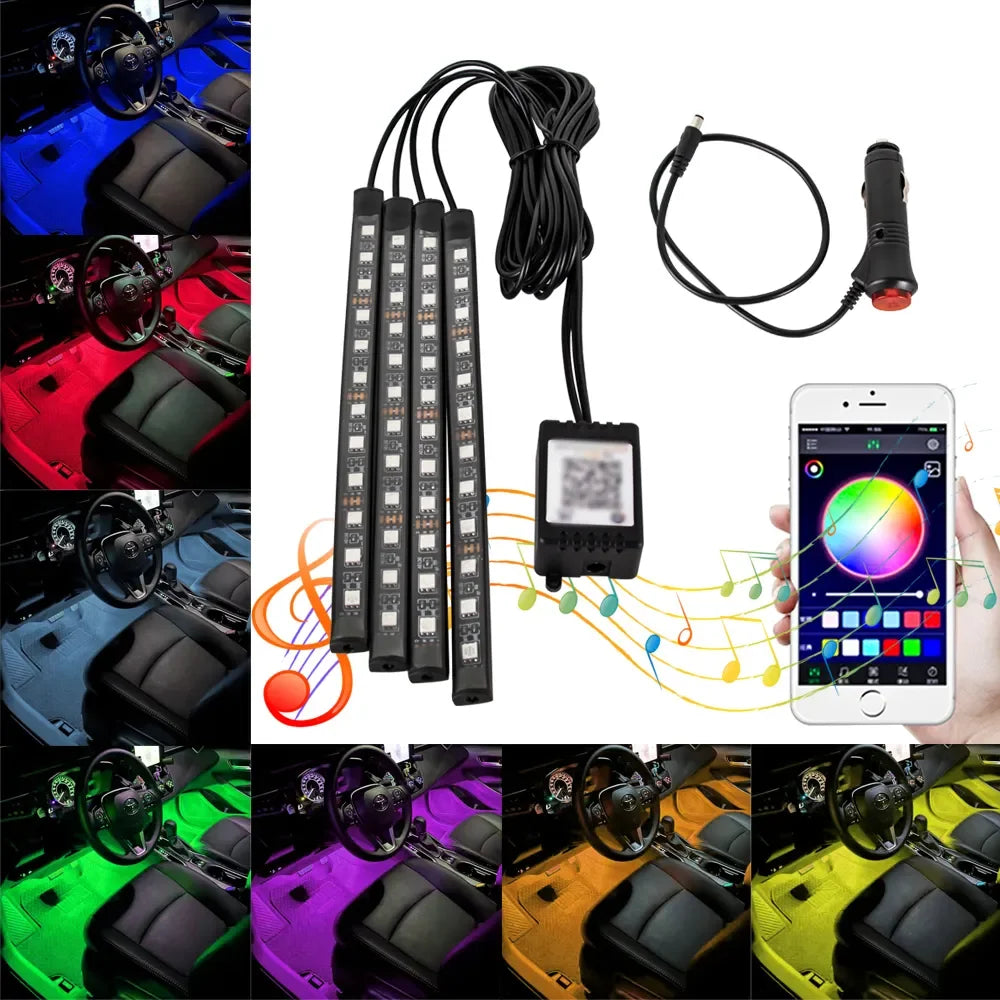 RGB-Ambientes-Lichtleiste mit Musik- und Sprachsteuerung, bestehend aus mehreren Lichtbalken und einer Steuereinheit