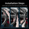 Installation steps showing how to install upper and lower parts of carbon fiber steering wheel covers