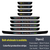 A stack of colorful protective vinyl strips for car door sills, showing various lengths.