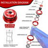 Installation diagram showing the assembly of a 44-50.6 mm headset with bearings and cups.