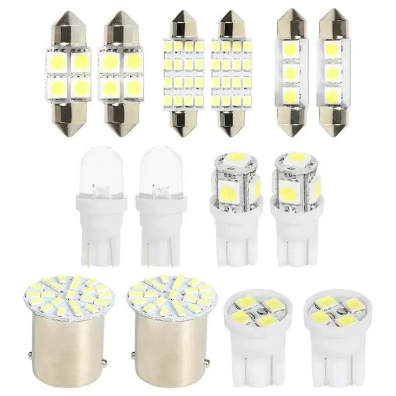 A set of versatile 12V car interior LED dome and map lights in various finishes.