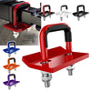 Various red and black heavy duty trailer anti-rattle stabilizer locks and mounting brackets.