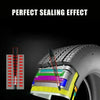 Close-up view of a rubber tire plug being installed into a tire, demonstrating the perfect sealing effect.