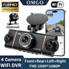 Caméra DVR WiFi Full HD noire avec quatre caméras : avant, arrière, gauche et droite.
