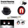 A set of non-dynamic white and red LED license plate lights for vehicles.