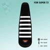 Black ribbed gripper seat cover for Super 73, featuring white stripes and black accents.