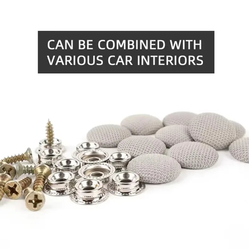 A set of universal car interior roof fixing buckles and components for various car interiors.