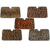 Four square leopard print car sunshades in various shades of brown and black.