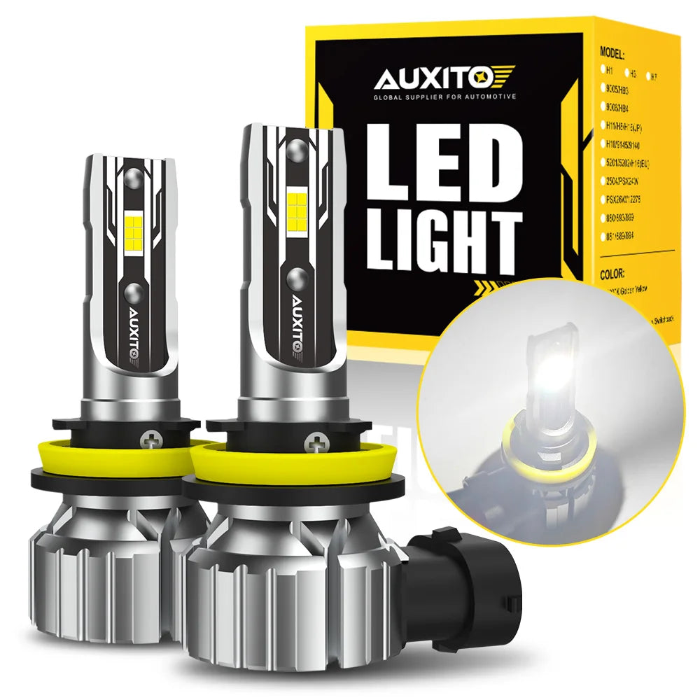 A set of bright LED light bulbs and a housing assembly for automotive headlights and fog lamps.