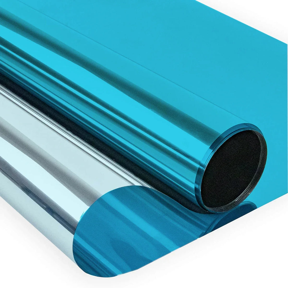 Roll of silver reflective privacy window film with blue tint and UV/heat control features