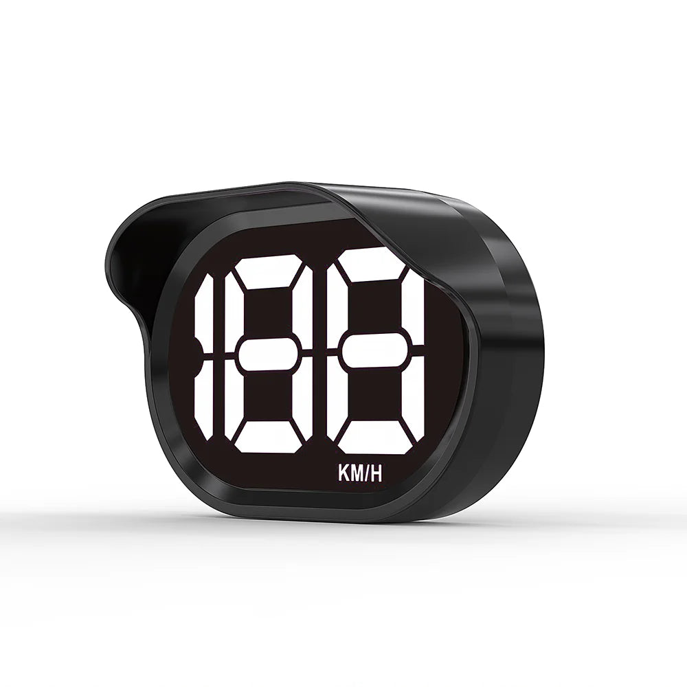 Compteur numérique noir affichant 188 km/h sur un HUD de voiture.