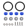 Set of black rings and various metal fasteners for quick release applications