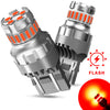 A set of universal LED brake light bulbs, showing two components and a flash symbol.