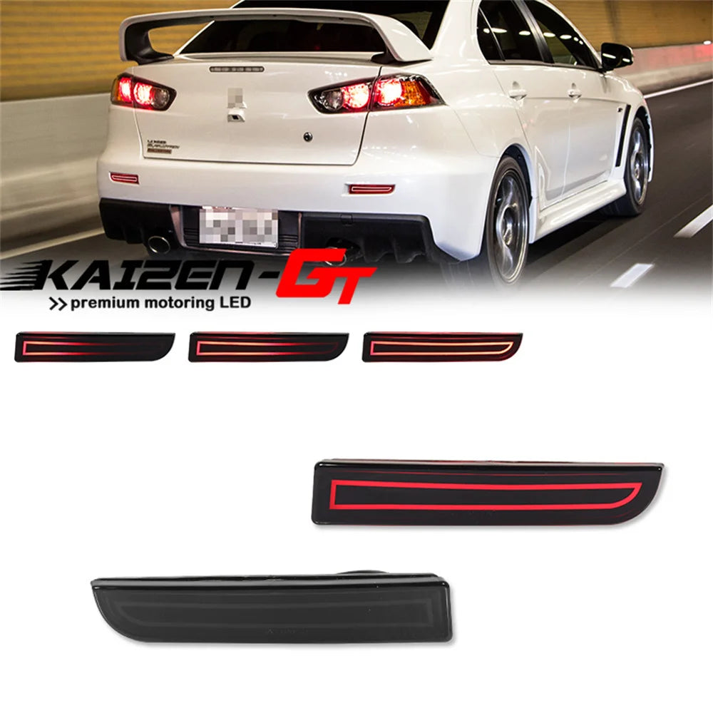 LED rear bumper reflector lights with sequential turn signal for Mitsubishi Lancer Evolution X