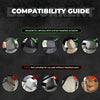 Compatibility guide showing suitable and unsuitable car headrest covers for various vehicles