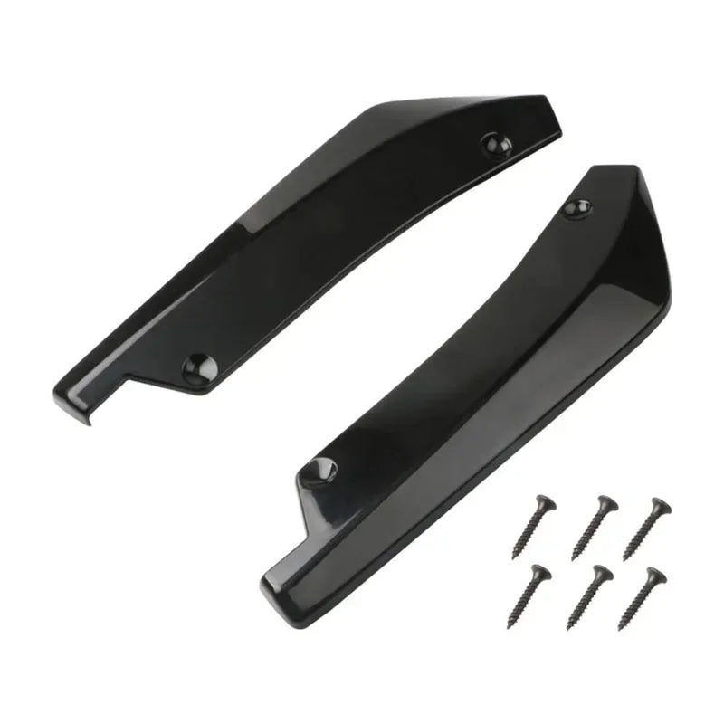 Black carbon fiber bumper lip spoiler for cars with four mounting screws