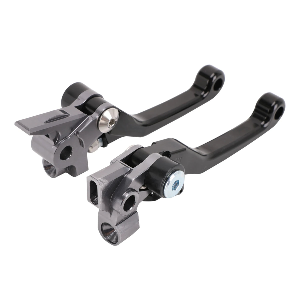Un par de palancas de embrague y freno CNC negras para motocicletas KTM.