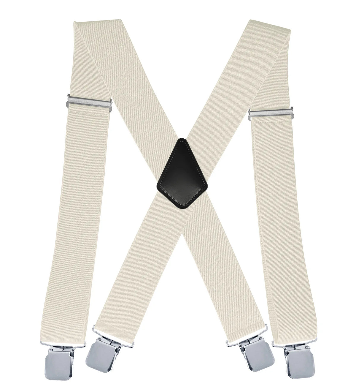 Ein Paar beige, strapazierfähige Hosenträger für Herren, präsentiert vor weißem Hintergrund.