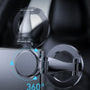 A close-up view of a foldable magnetic car mount demonstrating its 360 degree rotation angle.