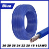 Blue multi-stranded copper wire coiled and a section unwound for DIY lighting