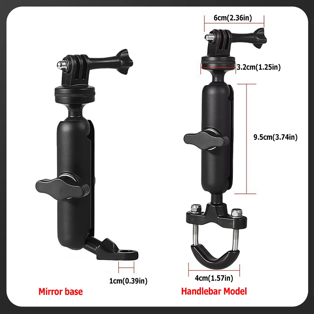 Black handlever model universal camera mount for motorcycle and bicycle with various sizes