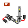 A silver LED car headlight bulb assembly with a black connector and an H1 designation.