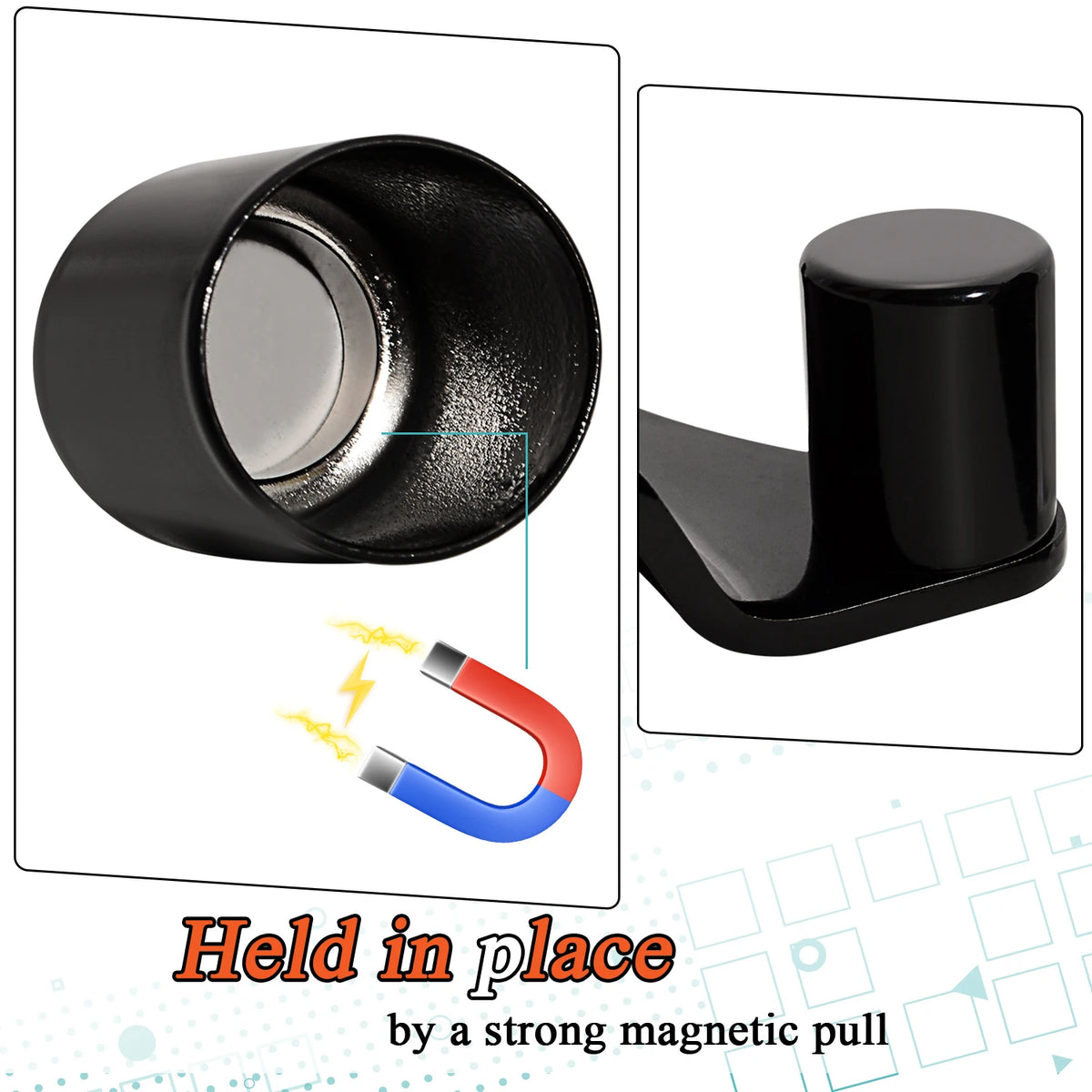 Kit de cache de matériel de connexion magnétique noir tenu par une forte attraction magnétique