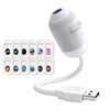 A white Starry Sky Projector night light with touch control and a USB cable.