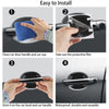 Instructions show how to install and use carbon fiber reflective film protectors on a car door handle and cup.
