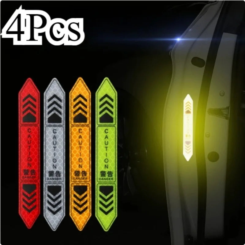 Four reflective warning decals for car door open safety