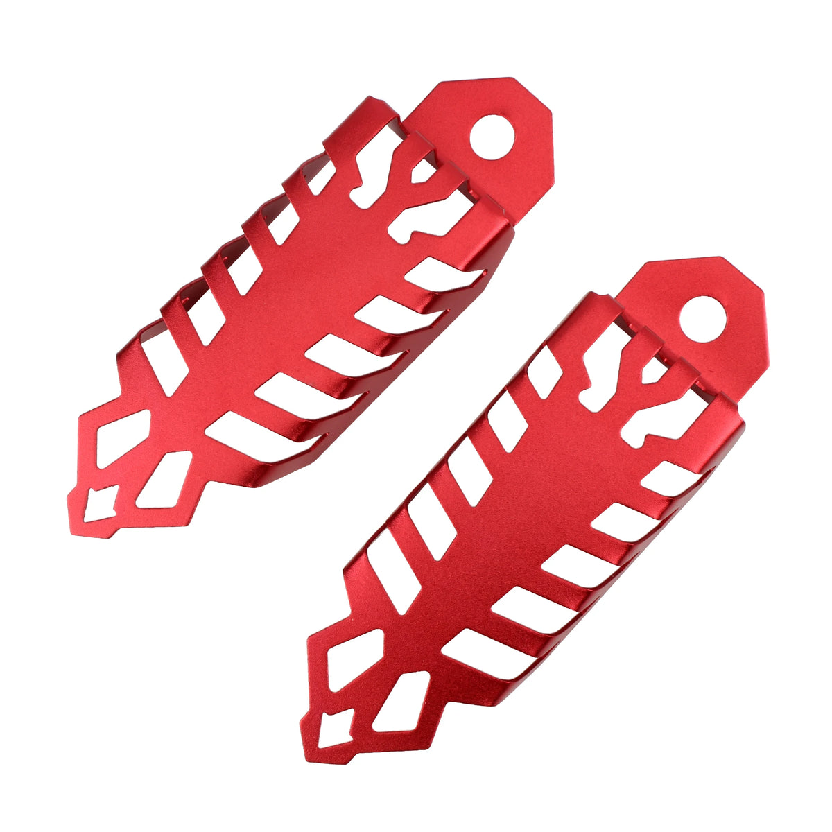 Red universal motorcycle shock absorber front and rear fork cover with decorative cutouts