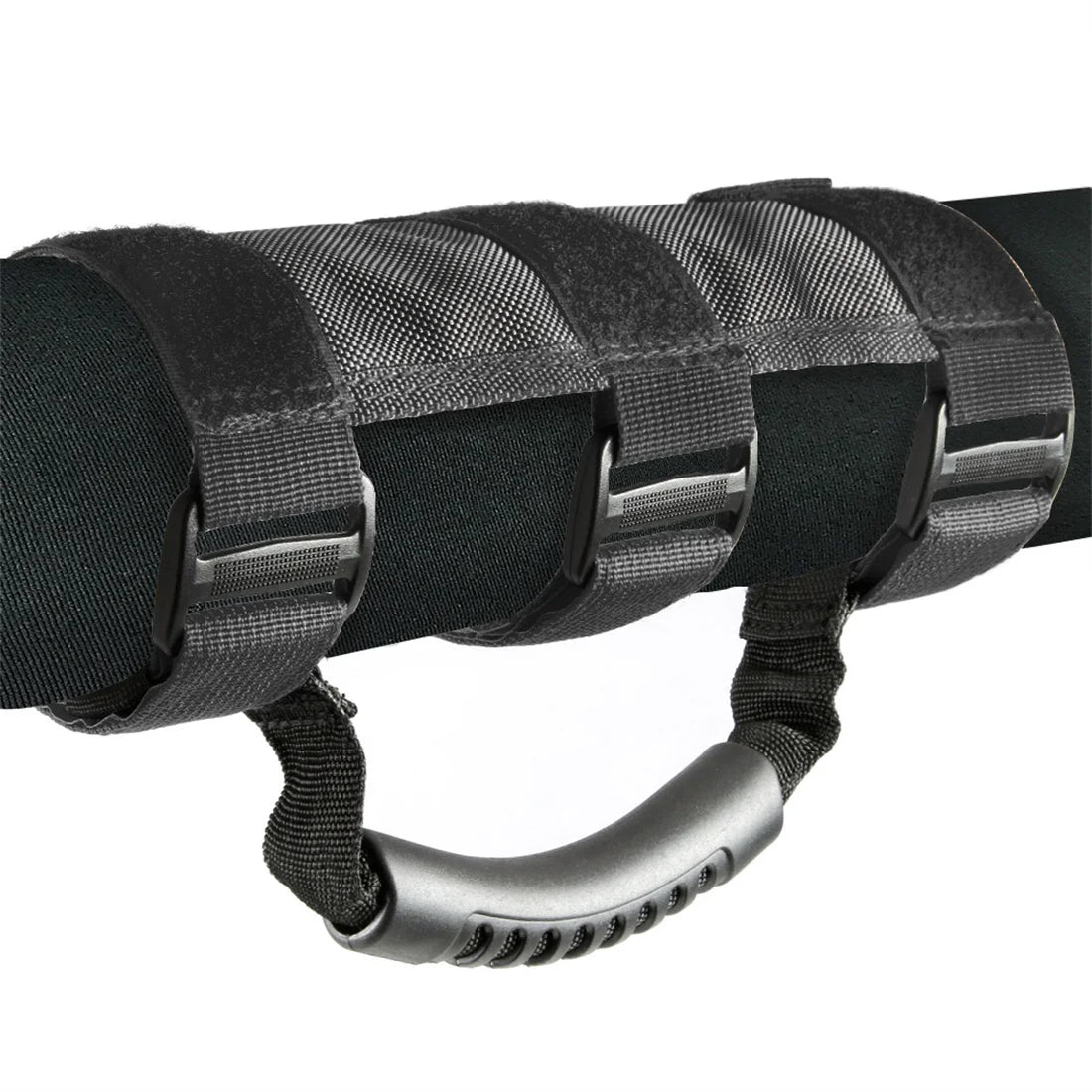 Black durable Oxford roll bar grab handles designed for Jeep