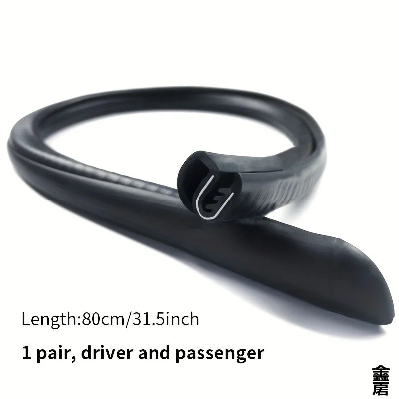 Black car door edge weatherstrip seal strips for driver and passenger doors