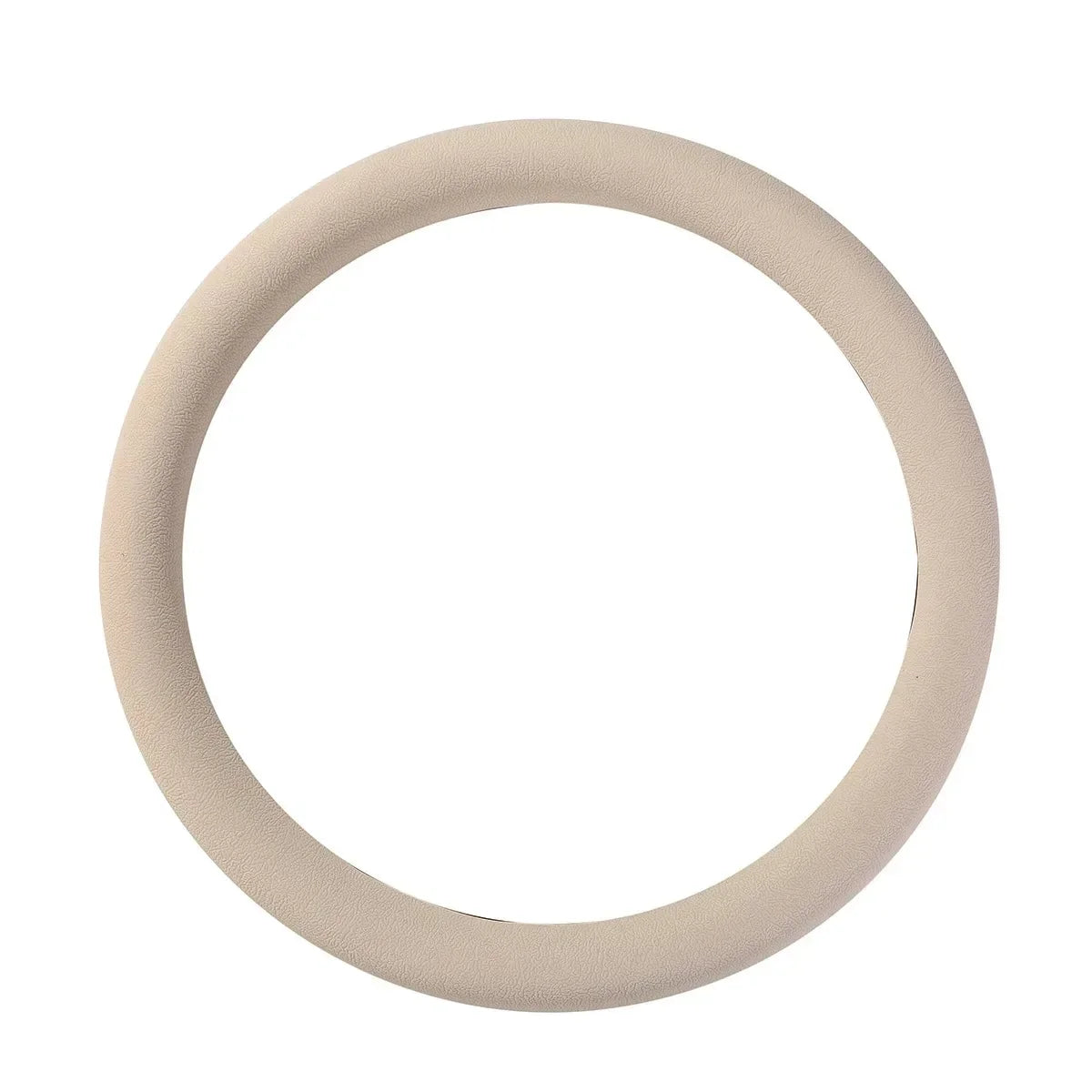 A beige silicone steering wheel cover with a smooth, circular shape.